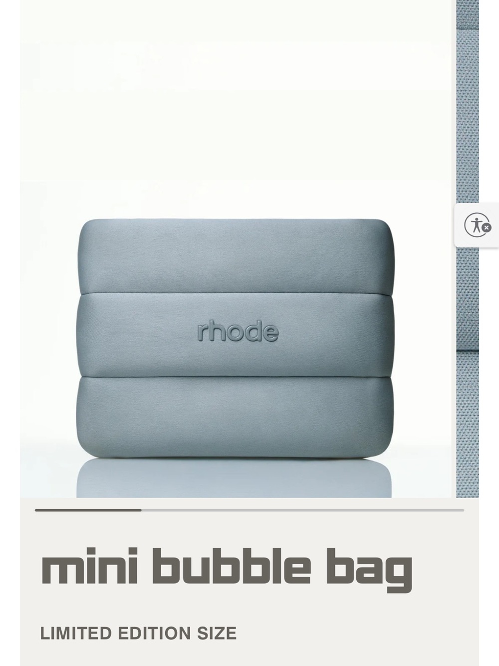 RHODE Light Gray Quilted Plush Cosmetic Pouch